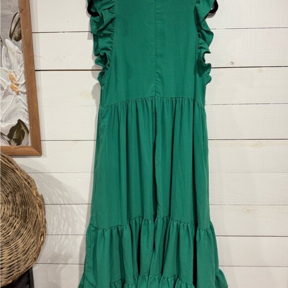 SHEIN Green Ruffle Midi Dress - Picture 2 of 6